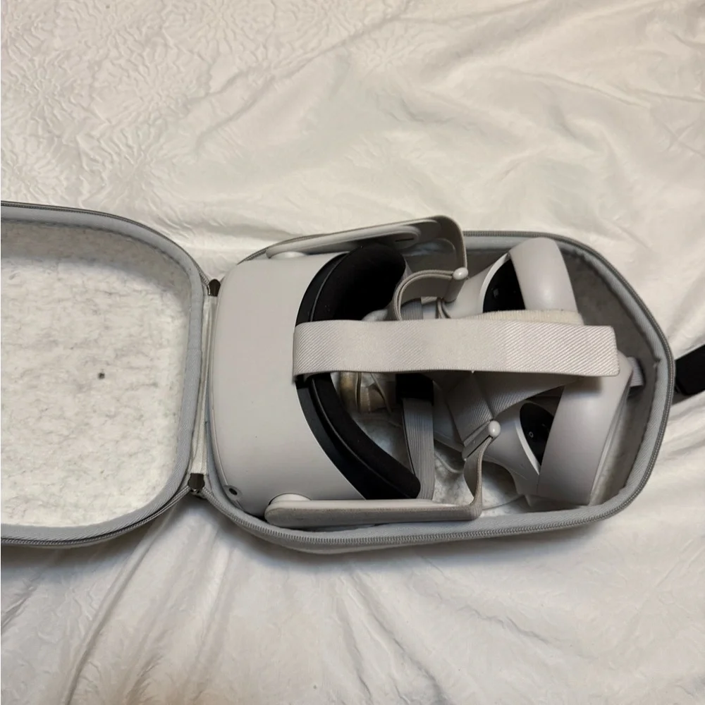 VR Headset + Controllers Set - White. Barely used. Comes with case + chargers.